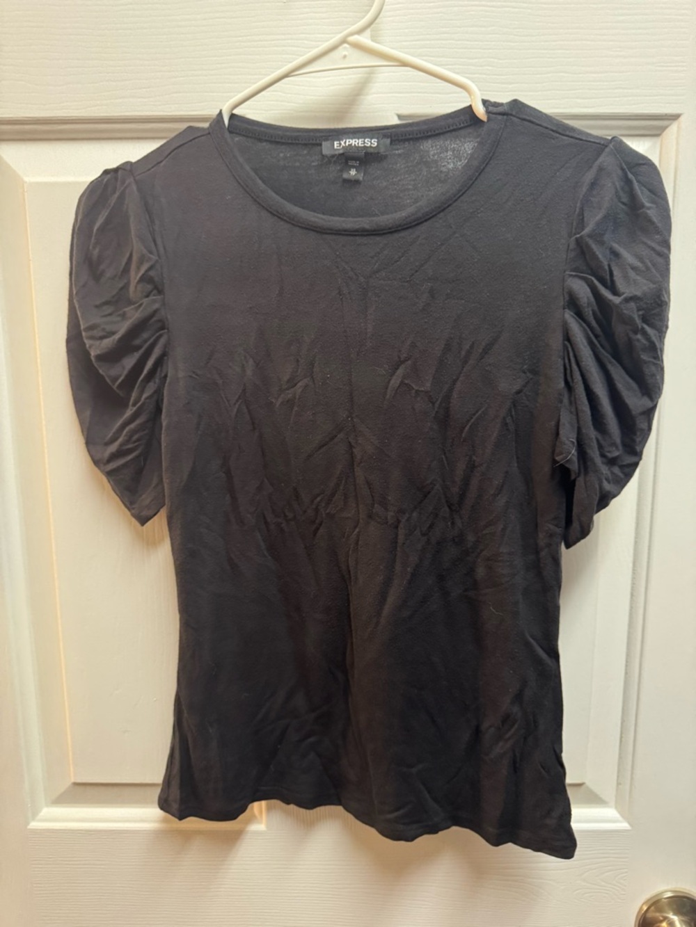 Express Black Puff Sleeve Crewneck Tee